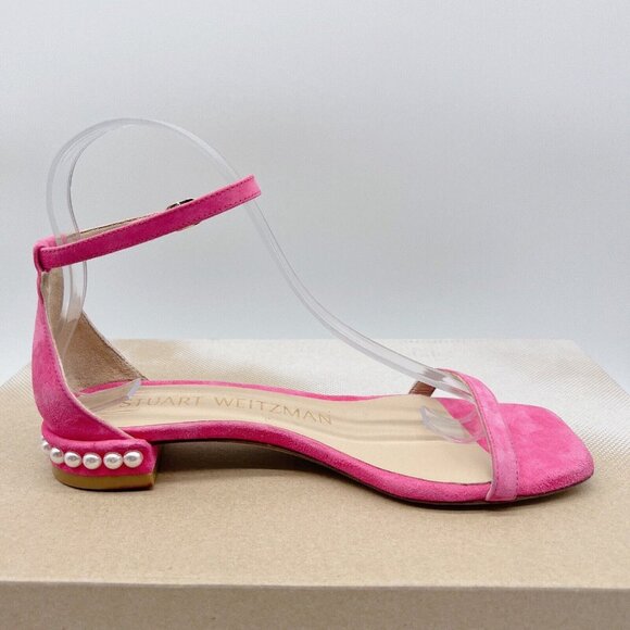 Stuart Weitzman 10 Nudistcurve Women’s Flat Sandals Pearl Fuchsia Pink US 5.5 - Picture 8 of 11